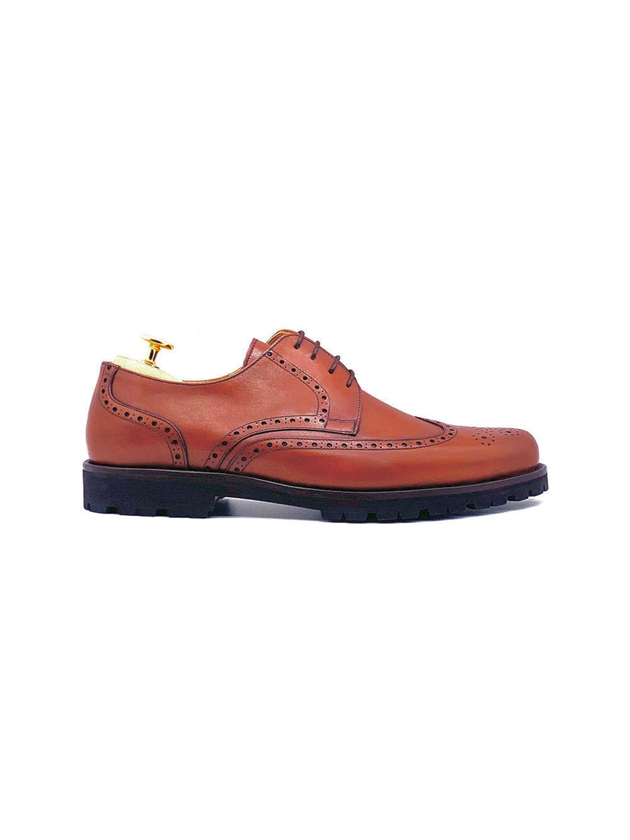 Herrenschuh Budapest Vibramsohle - Kalbsleder Cognac