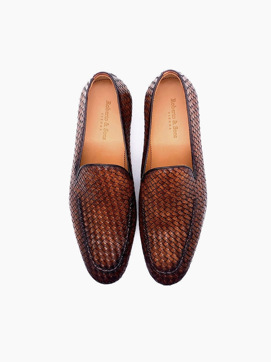 Herrenschuh Porto Cervo - Kalbsleder-Flecht Cognac