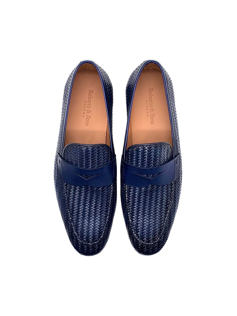 Herrenschuh Calabria - Geflochten Kalbsleder Blau