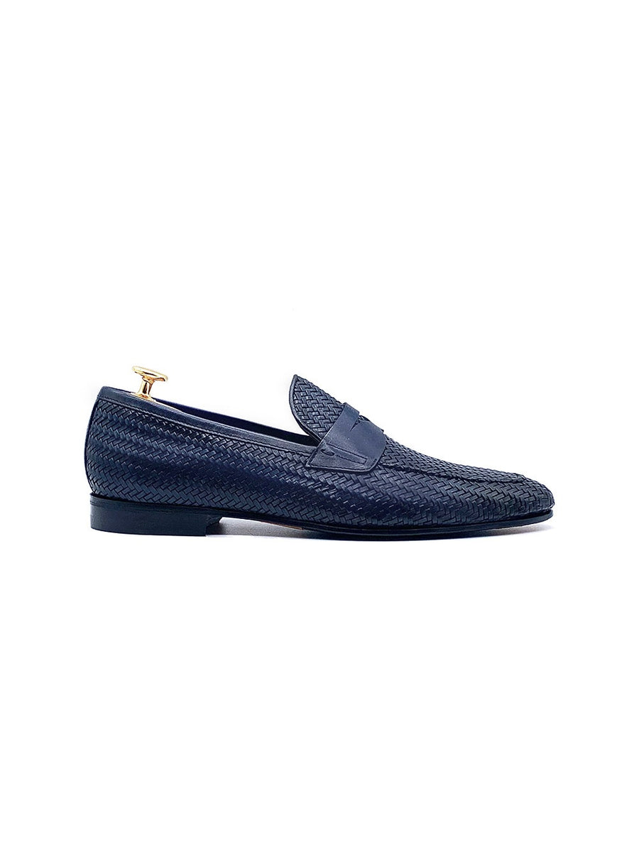 Herrenschuh Calabria - Geflochten Kalbsleder Blau