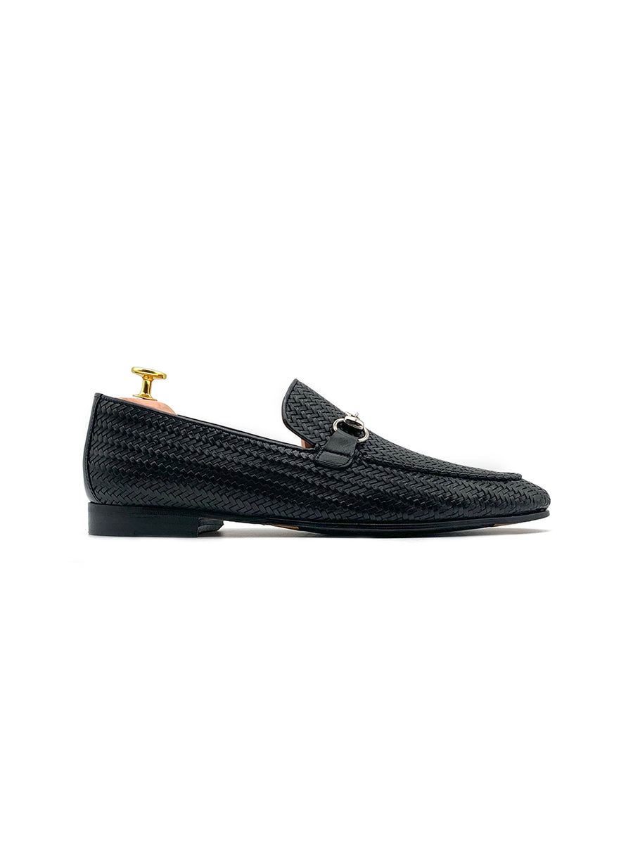 Herrenschuh Calabria Buckle - Geflochten Kalbsleder Schwarz