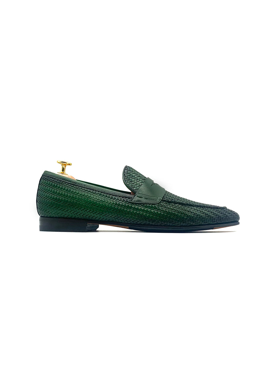 Herrenschuh Calabria - Geflochten Kalbsleder Olivegrün