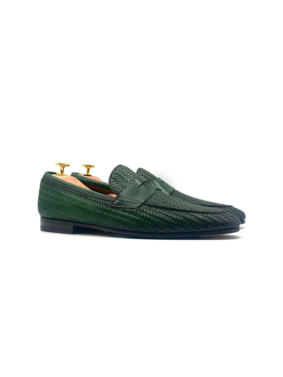 Herrenschuh Calabria - Geflochten Kalbsleder Olivegrün
