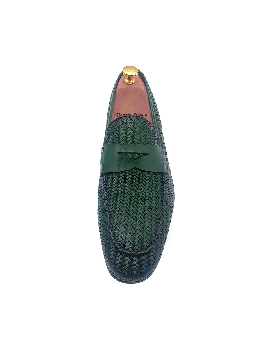 Herrenschuh Calabria - Geflochten Kalbsleder Olivegrün