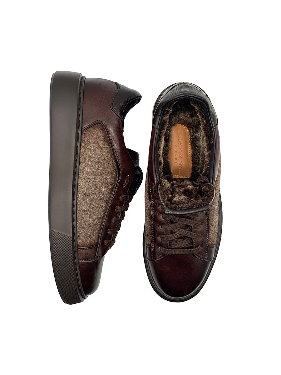Herrenschuh Madrid - Kalbsleder Braun ( Lammfell Edition )