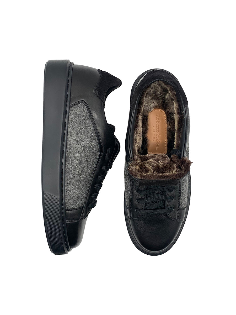 Herrenschuh Madrid - Kalbsleder Schwarz ( Lammfell Edition )