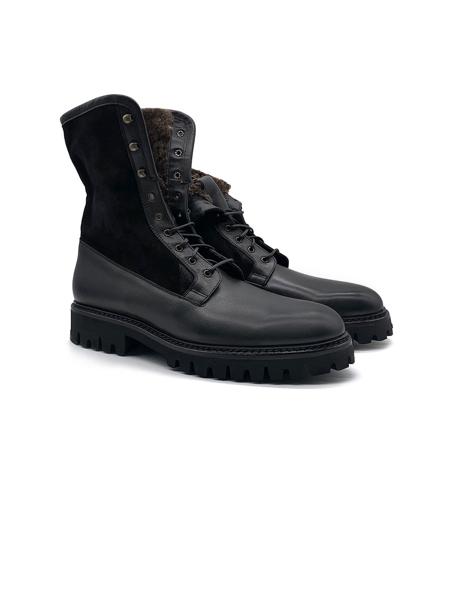 Herrenschuh Granada - Kalbsleder Schwarz ( Lammfell Edition )