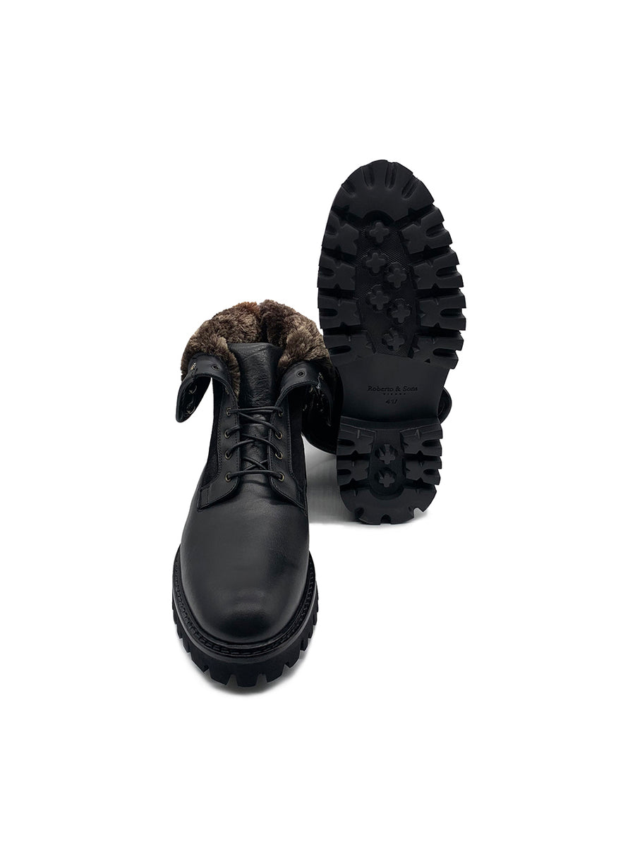 Herrenschuh Granada - Kalbsleder Schwarz ( Lammfell Edition )