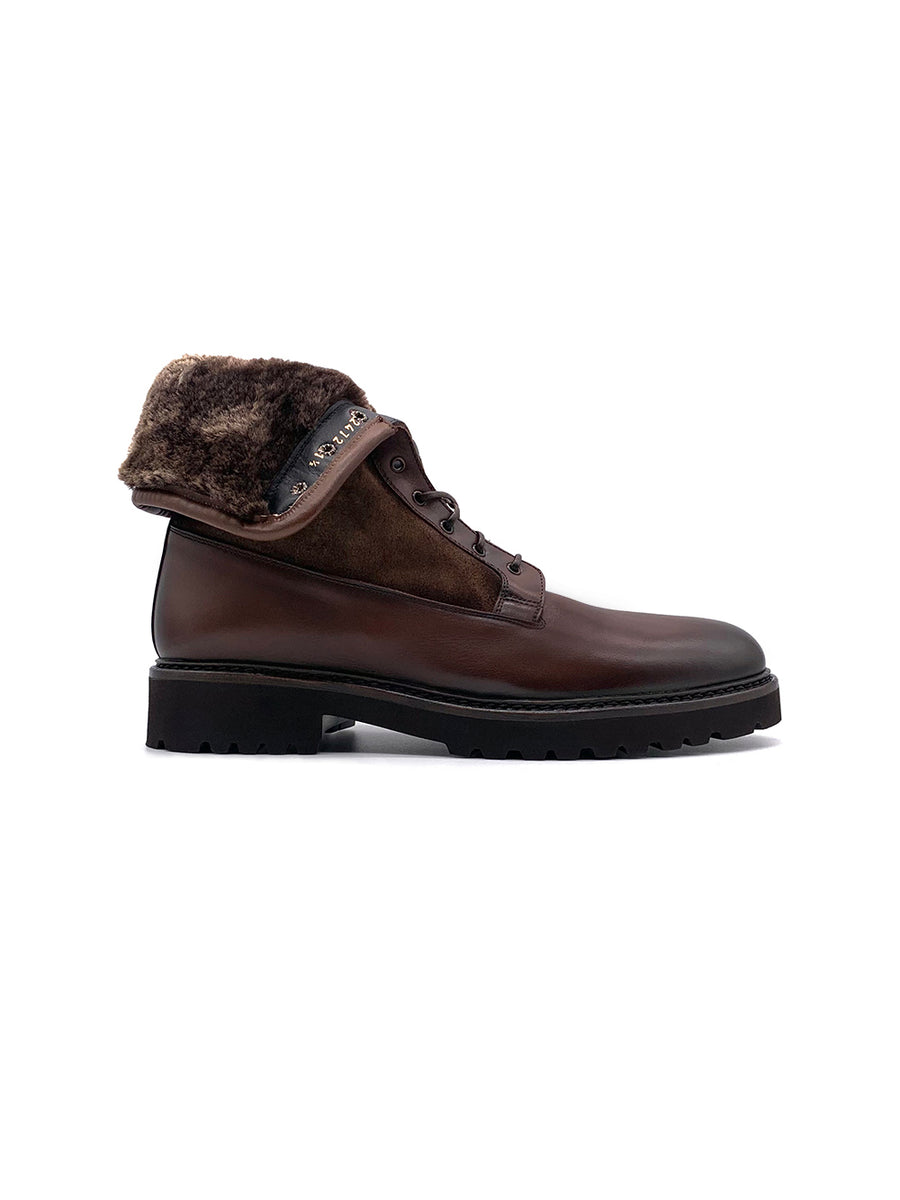 Herrenschuh Granada - Kalbsleder Braun ( Lammfell Edition )