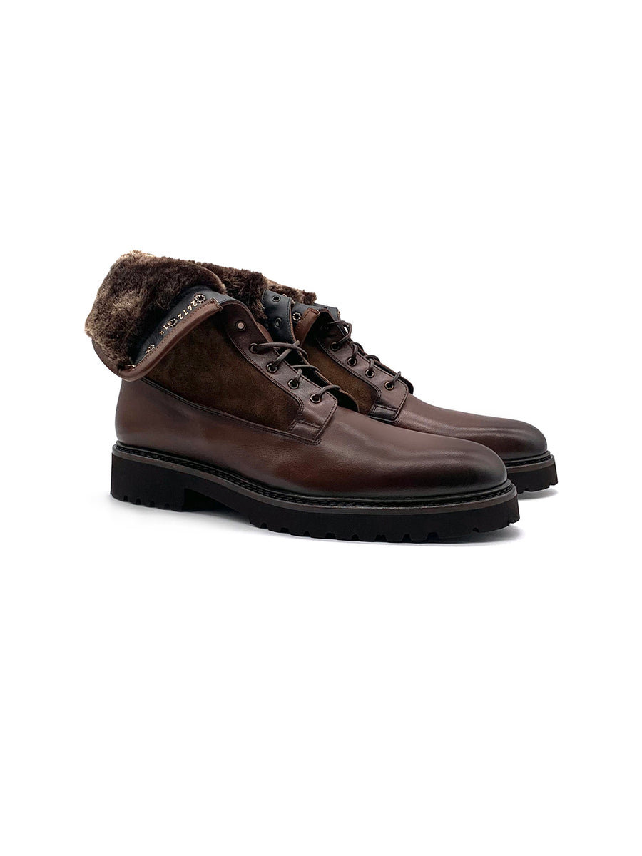 Herrenschuh Granada - Kalbsleder Braun ( Lammfell Edition )