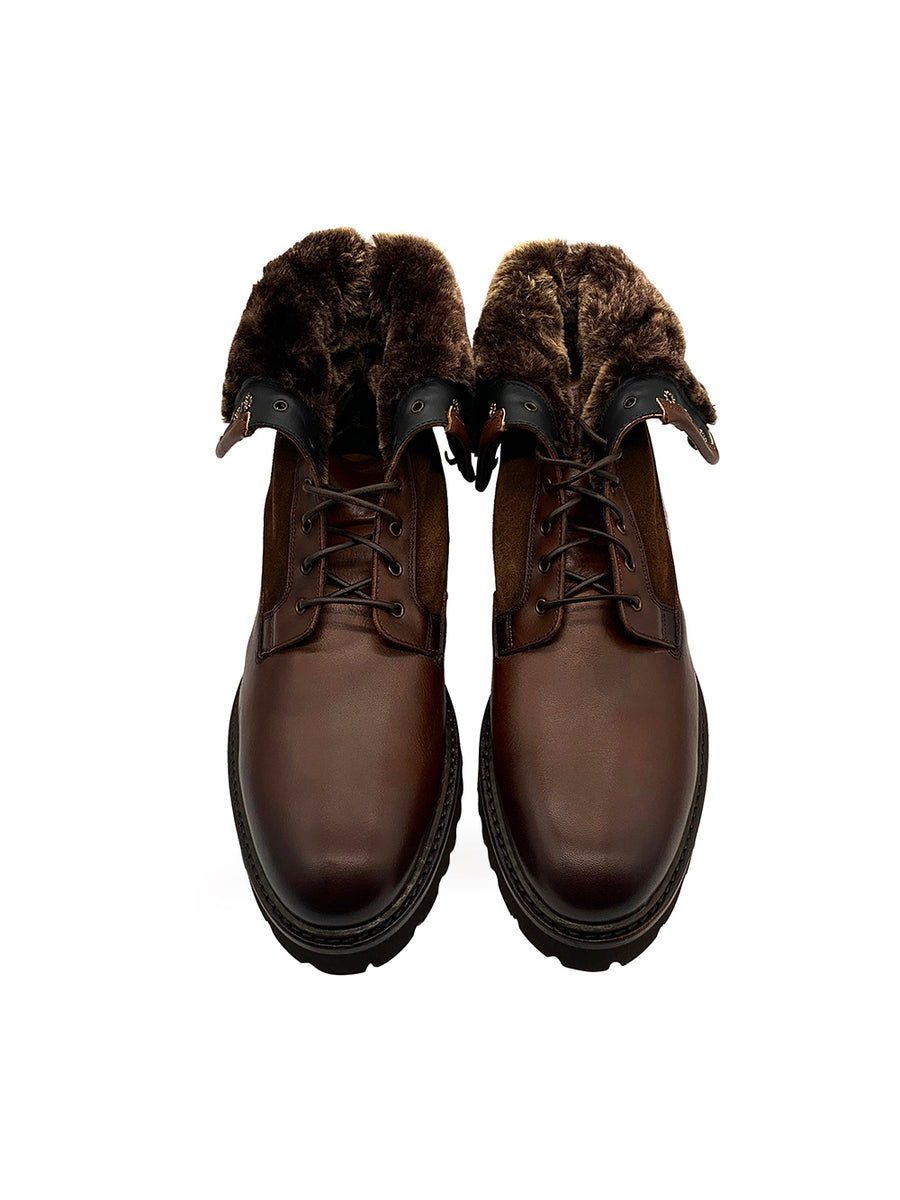 Herrenschuh Granada - Kalbsleder Braun ( Lammfell Edition )