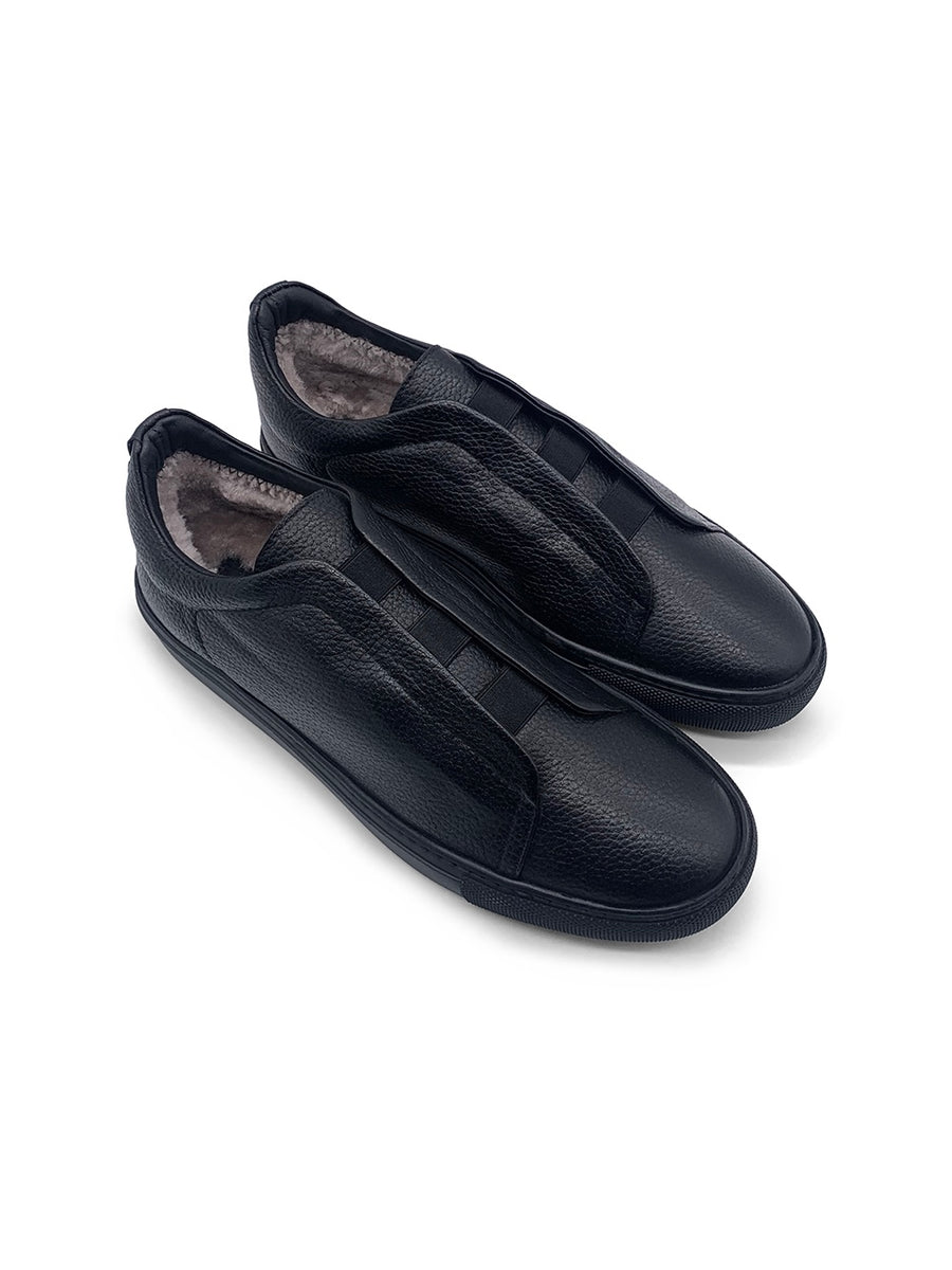 Herrenschuh Molfetta - Hirschleder Schwarz ( Lammfell Edition )