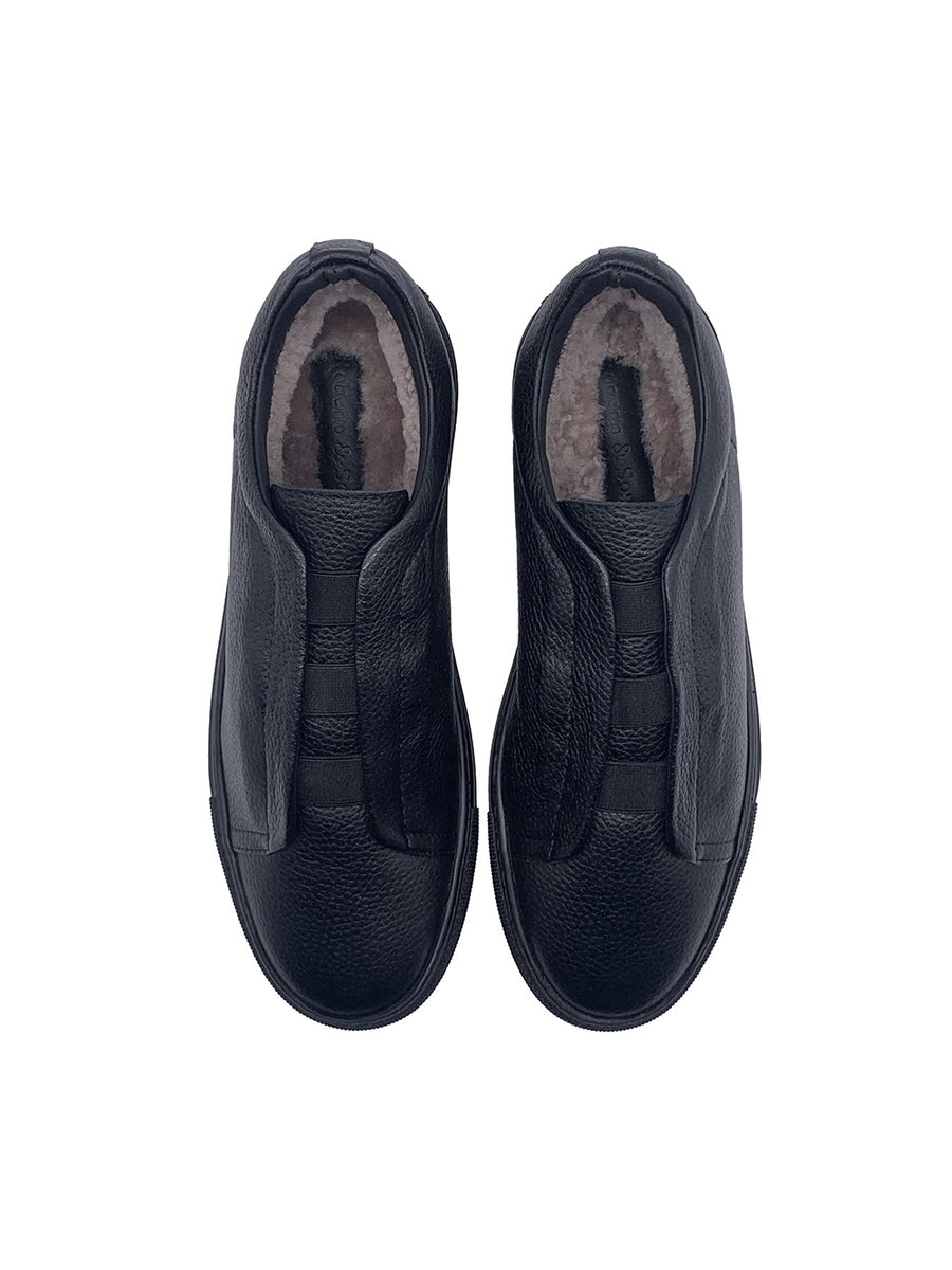 Herrenschuh Molfetta - Hirschleder Schwarz ( Lammfell Edition )