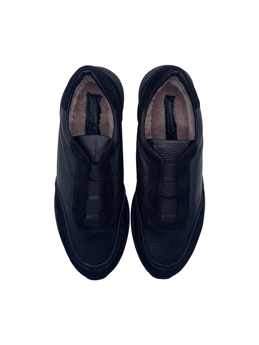 Herrenschuh Teramo - Kalbsleder Schwarz ( Lammfell Edition )