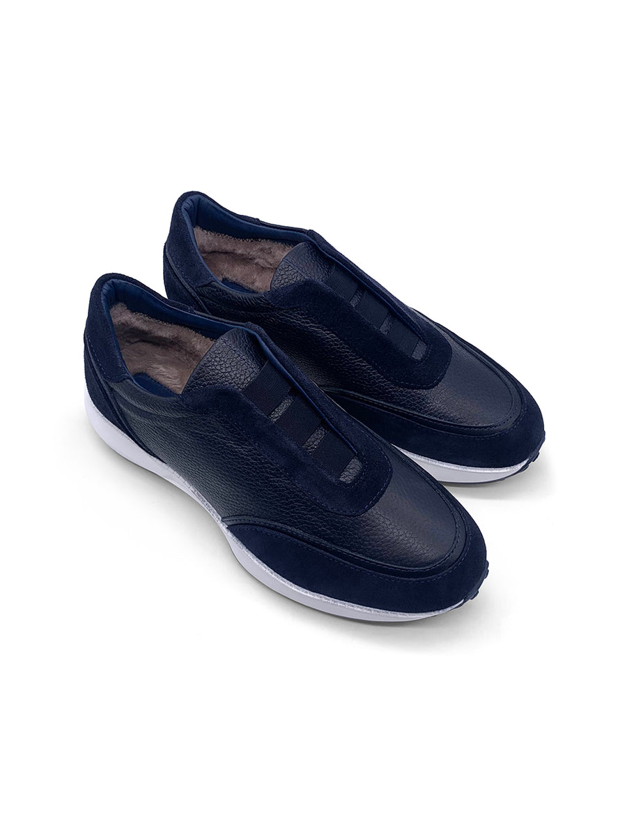 Herrenschuh Teramo - Kalbsleder Dunkelblau ( Lammfell Edition )