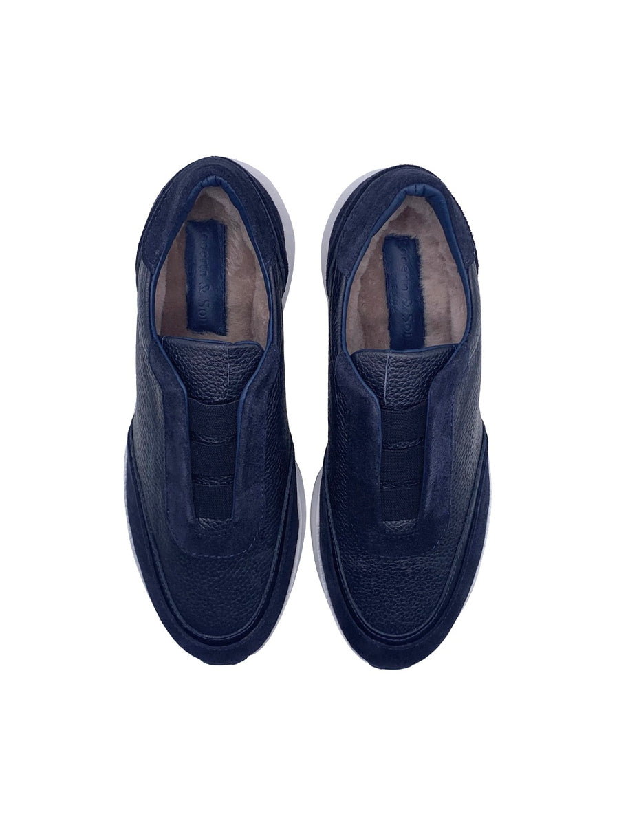 Herrenschuh Teramo - Kalbsleder Dunkelblau ( Lammfell Edition )