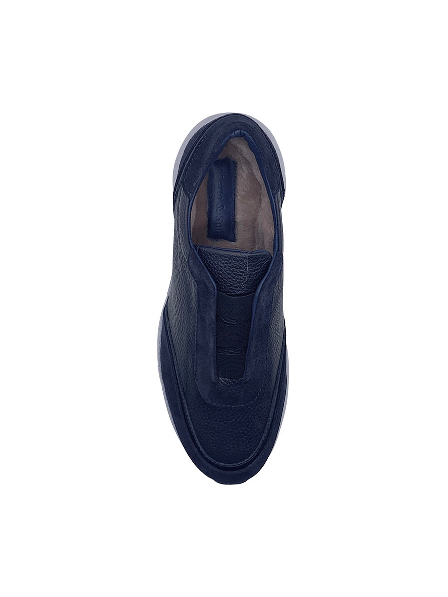 Herrenschuh Teramo - Kalbsleder Dunkelblau ( Lammfell Edition )