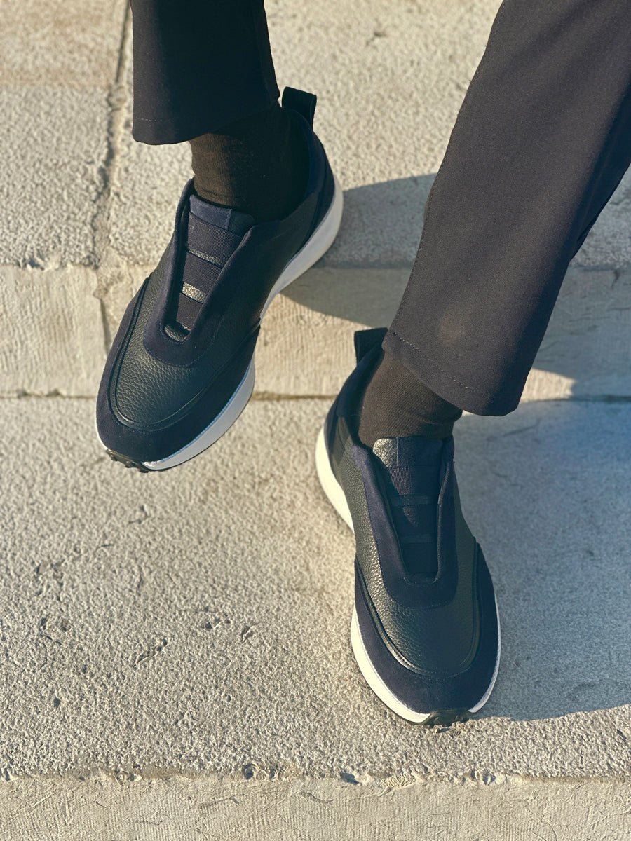 Herrenschuh Teramo - Kalbsleder Dunkelblau ( Lammfell Edition )