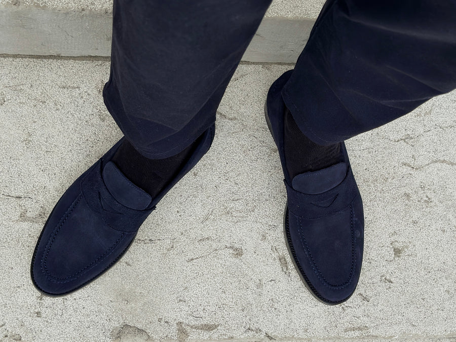 Herrenschuh Palermo - Rauleder Blau