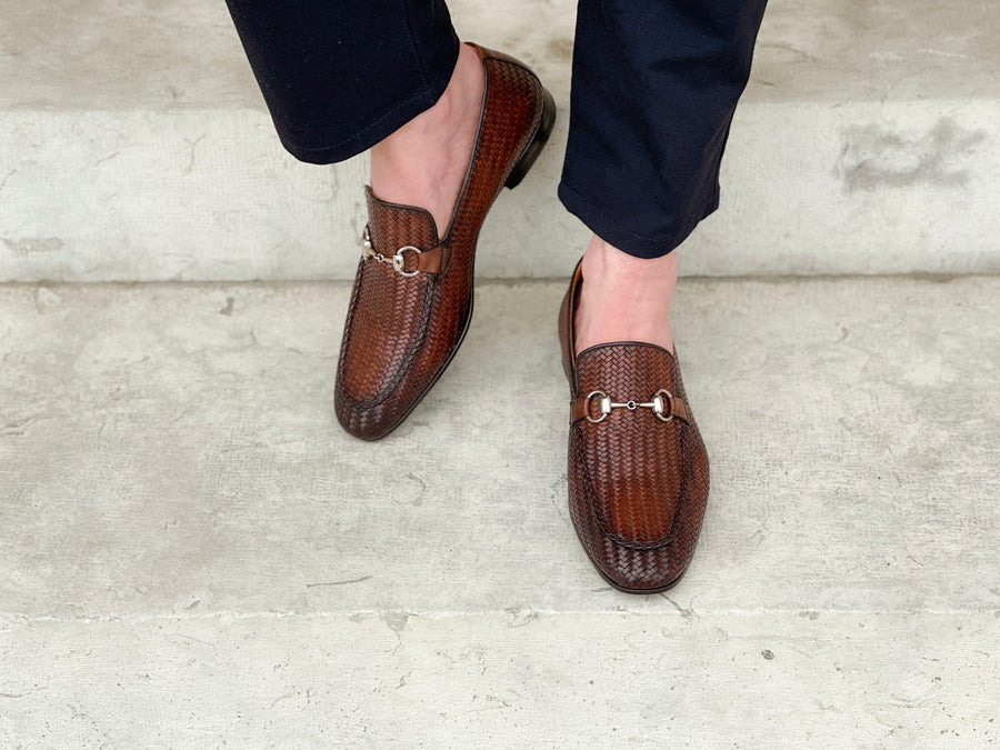Herrenschuh Calabria Buckle - Geflochten Kalbsleder Braun