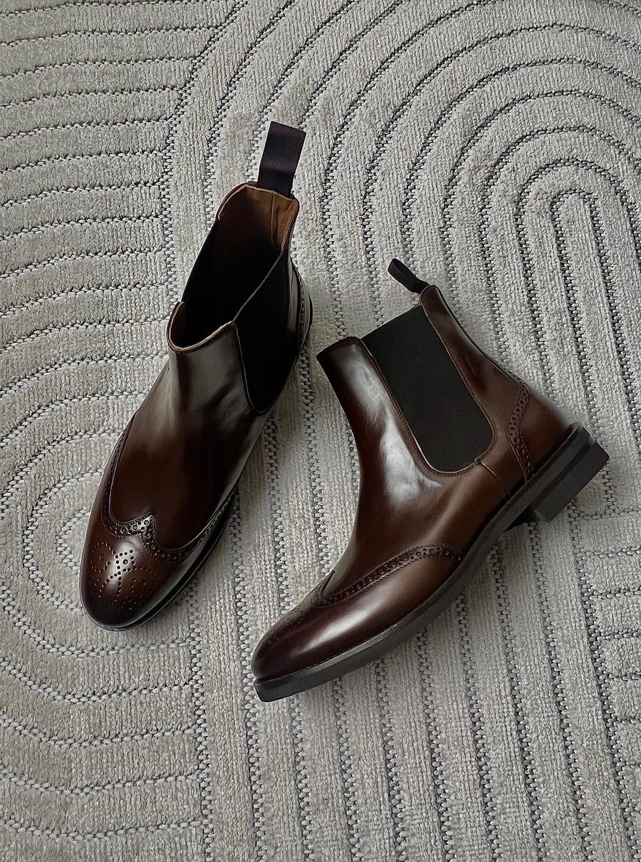 Herrenschuh Malaga Budapester - Kalbsleder Dunkelbraun ( Premium Extra Light )